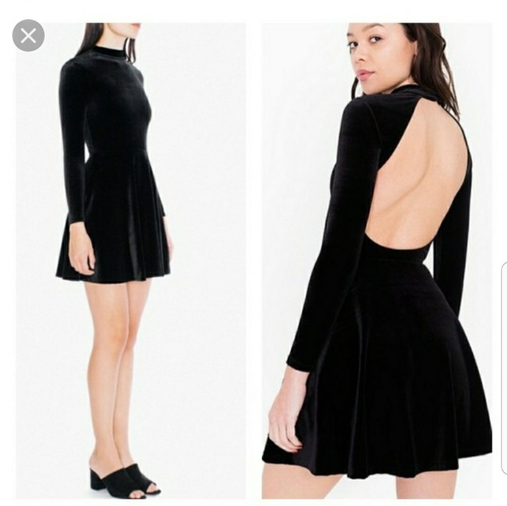 American Apparel Black Violette Velvet Dress   